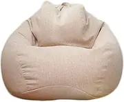 UYSOFRCV Large Bean Bag Chair Sofa Couch Cover (Without Filler), Washable Premium Soft Cotton Linen Beautiful Home Accessory for Stuffed Animal Storage Memory Foam,Light Khaki,M