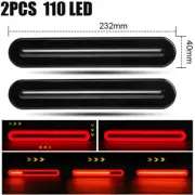 2x Halo Neon 110 LED Tail Lights Flowing Turn Signal Truck Trailer Ute 12V 24V