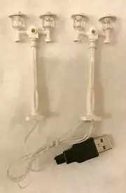 New 2 White Lamp Post led street light for lego usb connected 2 posts