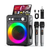 Karaoke Machine, Portable Bluetooth Karaoke Speaker with 2 Wireless Microphon...