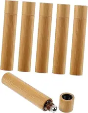 PLAFOPE 6pcs Bamboo Essential Oil Roller Ball Bottles Refillable Perfume Containers Leak Design Lightweight and Corrosion Resistant for Personal Care and Aromatherapy