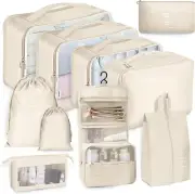10 Set Packing Cubes with Shoe Bag & Electronics Bag - Luggage Organizers Sui...