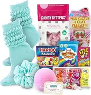 Teenage Girls Gifts Pamper Set Bundle with 7th Heaven Peel Off Face Mask, Hair Scrunchie, Fluffy Socks, Bath Bomb, and Sweet Treats