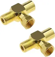 SING F LTD 2pcs T/F-Type Coax Cable Splitter Combiner Adapter Connecter for TV Video Antenna Cable Satellite 3-Way F-Type Male to 2 Female Antenna Distributor Connectors