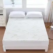 EZONEDEAL Mattress Protector, Breathable Bamboo Viscose Waterproof King Size Moisture Control Waterproof Layer Purafresh Treated & Antimicrobial Protection Bed, Cooling Mattress Pad Cover (Queen)