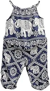 [Carolilly] 2Pcs/Set Kids Baby Girls Jumpsuit Romper, Elephant Straps Tops+Harem Pants Outfit