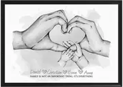 [Namly Design] Custom Poster - Heart Family Hands / Two little hands / Grey