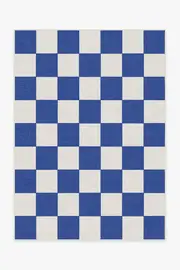 150' x 215' | Machine Washable Runner Rug | Kid & Pet Friendly | Indoor Rug | Jaque Checkered Blue Outdoor Rug | Ruggable