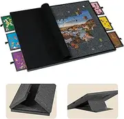 Tektalk 2000 Piece Foldable Jigsaw Puzzle Table with Cover, 3-Tilting-Angle Puzzle Plateau, Lightweight Portable Felt Puzzle Board with 6 Sorting Drawers - Dark Gray