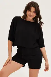 Black Oversized Lounge Knit Set - Size 8, Women's Lg Set