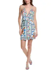 FARM RIO Embroidered Faux Wrap Dress