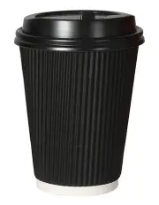 [Toque] Disposable Takeaway Coffee Cups with Lids 16oz x200 in Black