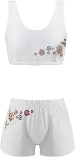 [FEESHOW] Kids Girl's Cami Bra with Removable Padding and Shorts Set for Gymnastics Leotard Dancing Swimwear