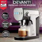 Devanti Coffee Machine Espresso Maker 20 Bar Milk Frother Double Shot Latte Cafe