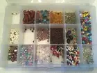 2 Pounds Mixed Lot Glass/Plastic Beads Sorted in Plastic Divided Container