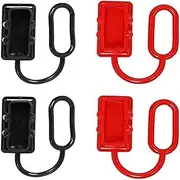 Rubber Cover Black and Red 50A Plug Connector Protective End Cover Dust Cover Connector Cover Compatible with 50Amp DC Power Connectors