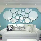 Silver Round Mirror Decal Art Wall Stickers Living Room Fashion Home Decor DIY