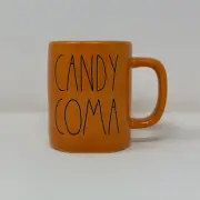 Rare Rae Dunn “Candy Coma” Orange & Black Halloween Coffee Cup Mug