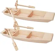 NUOBESTY 2pcs Wooden Fishing Boat Model Small Decorative Wooden Ship for Home Office Display for Living Yoga and Shop Ornament