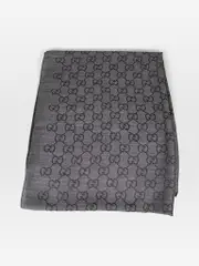 Grey Wool GG Monogram Scarf