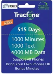 TracFone Service Extension 515 Days 1000min/1000txt/4GB Data. Number Required