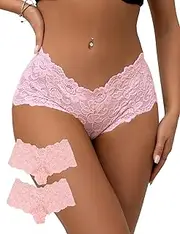 [ohyeahlady] Women's Lace Cheeky Sexy Panties Plus Size Boyshort Brief Knickers Stretch Hipster Bikini Underwear