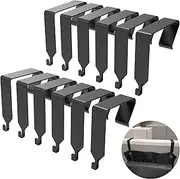 KOPKIO 12 PCS Over The Door Hook Office Cubicle Hangers Cubicle Walls Hooks,Universal Panel Partition Metal Hooks for Hanging File Bins,Keys,Whiteboard,Black (Small)