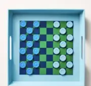 Kate Spade X Target Checkerboard Serve Serving Tray Game New Checkers Blue Green