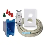 Add An Outlet Receptacle Old Work Box Wire 50 Ft. Wire Connectors Wall Plate Kit