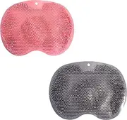2 Pcs Shower Foot & Back Scrubber, Silicone Bath Massage Pad, Silicone Body Scrubber, Wall Mounted Back Scrubber, Silicone Bath Massage Cushion Brush with Suction Cups