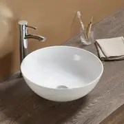 400*400*130mm Poseidon Ultra Slim PA4040 Gloss White Ceramic Round Above Counter Basin