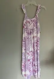 32 degrees Maxi Dress Girl’s Medium Purple Tie dye Boho Beach Occasion Coastal