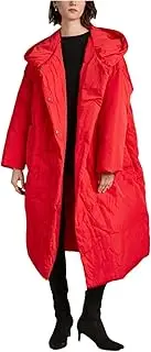 [Generic] Women's Winter Hooded Duck Down Coat Covered Button Long Sleeves Loose Thick Overcoat