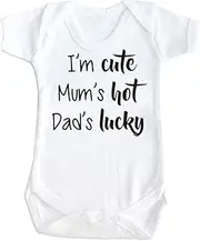[SMARTYPANTS] I'm Cute Mum's Hot Dad's Lucky Babygrow - Funny Humour Cute Fun Father's Day Baby Grow Clothes Vest Onesie Bodysuit Gift Present
