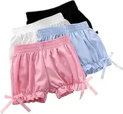 [EEZYCHOIC] Baby Girls' Shorts 4 Pack Breathable and Safety Loose Cute Bloomer Shorts Fashion Casual Shorts for Little Girls