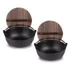NNEAGS 2X 29cm Cast Iron Japanese Style Sukiyaki Tetsu Nabe Shabu Hot Pot with W