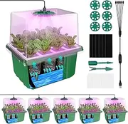 MQHUAYU Self Watering Seed Starter kit with Grow Light, 6 Pack 72 Cells Seed Starter Trays with Timer, Plant Germination Trays with Dome, Heightened Lids for Greenhouse Seeding Planting Growing
