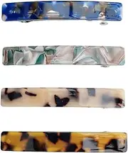 ZOONAI 4 Pcs French Hair Clips, 7.5cm/3" Vintage Tortoise Shell Acetate Hairpin Hair Slides Barrette Accessories for Women Girls (A)