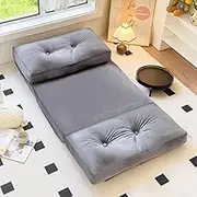 Folding Futon Mattress,8 Inch Futon Chair,Sofa Bed Floor Mattress, Chaise Lounge Floor Sofa Sleeping for Living Room/Dorm Bed/Guest Use/Bedroom(Dark Gray)