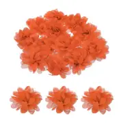12pcs Chiffon Flowers, 3 Inch Orange Artificial Fabric Flowers for Crafts