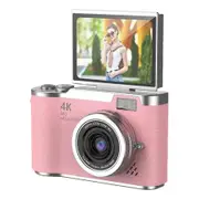 4K Ultra HD Digital Camera with Flip Screen 48MP CCD Compact Camera USB Rechargeable 32G Card Pink