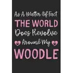 AS A MATTER OF FACT THE WORLD DOES REVOLVE AROUND MY WOODLE: LINED JOURNAL, 120 PAGES, 6 X 9, WOODLE DOG GIFT IDEA, BLACK MATTE FINISH (AS A MATTER OF