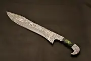 Handmade Damascus Falcon Bowie knife / Outdoor Camping Knife With Leather Sheath