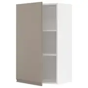 METOD wall cabinet with shelves, white/Upplöv matt dark beige, 60x37x100 cm