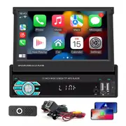 7in Universal Retractable Screen For Apple Carplay AndroidAuto With 12LED Rearview Camera