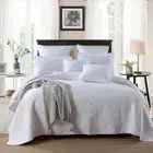 100% Cotton Coverlet Bedspread Set King & Super King Bed 250x270cm Circle White