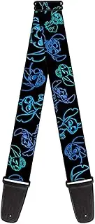 Buckle-Down GS-WDY164 Guitar Strap Electric Stitch Poses Black Neon Blue, 2" Wide - 29-54" Length