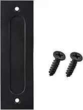 LAJIAOZ 7'' Heavy Duty Simple Invisible Black Flush Sliding Barn Door Handle for Closet/Drawers,Gates Garages Sheds Barn Door with Flat Bottom