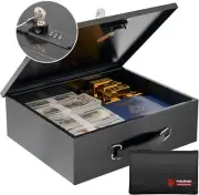 Fireproof Document Box with Combination Lock,Fireproof Money Bag Black
