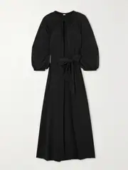[Eres] Eres - Adela Gathered Belted Stretch-jersey Midi Dress - Black - 1 1 Black